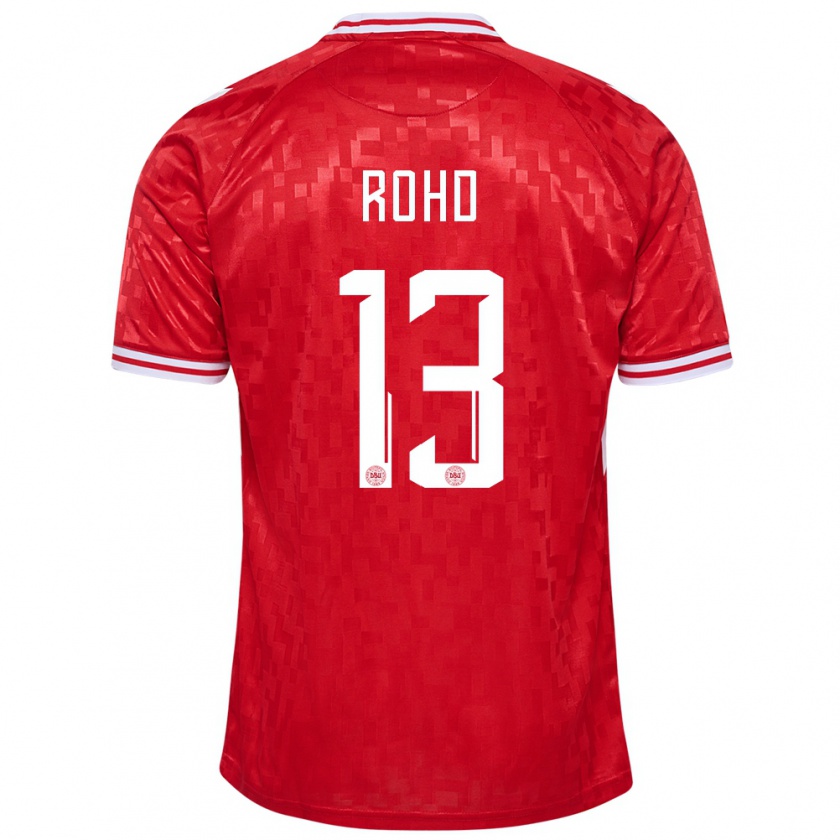 Kandiny Mujer Camiseta Dinamarca Emil Rohd #13 Rojo 1ª Equipación 24-26 La Camisa Chile