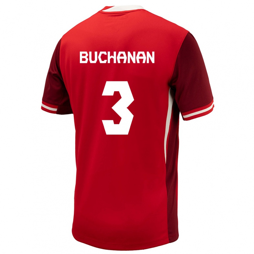 Kandiny Mujer Camiseta Canadá Kadeisha Buchanan #3 Rojo 1ª Equipación 24-26 La Camisa Chile