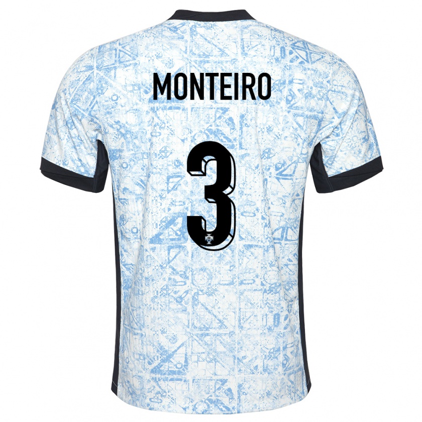 Kandiny Mujer Camiseta Portugal Diogo Monteiro #3 Crema Azul 2ª Equipación 24-26 La Camisa Chile