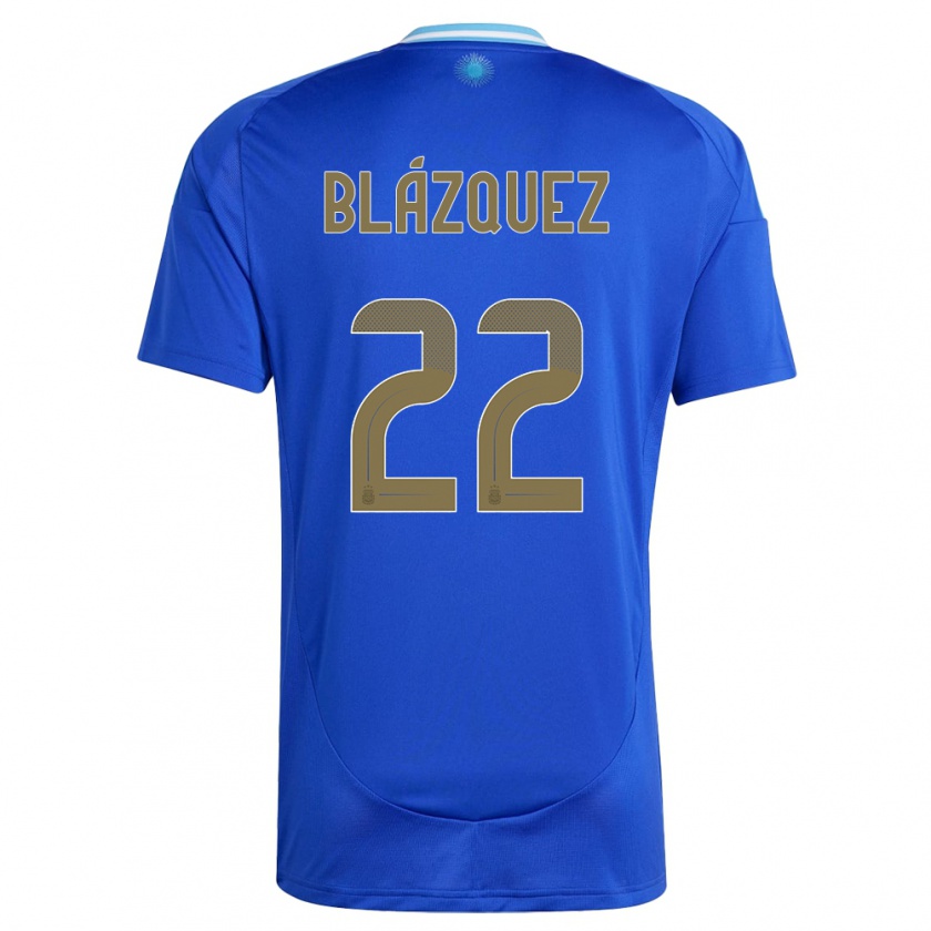 Kandiny Mujer Camiseta Argentina Joaquin Blazquez #22 Azul 2ª Equipación 24-26 La Camisa Chile