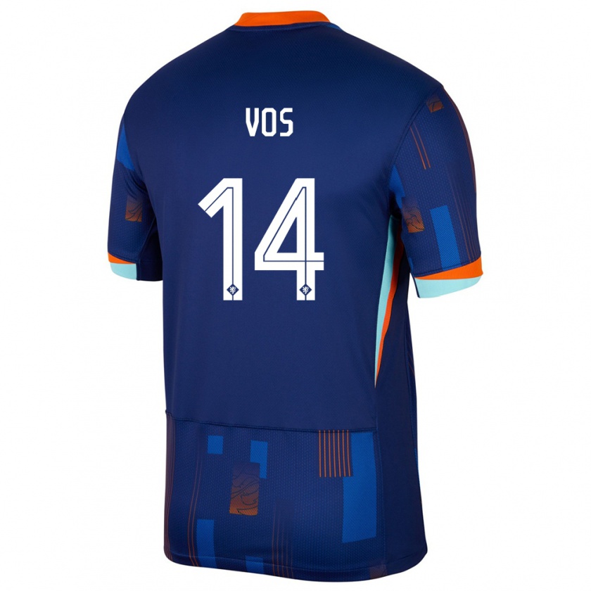 Kandiny Mujer Camiseta Países Bajos Silvano Vos #14 Azul 2ª Equipación 24-26 La Camisa Chile