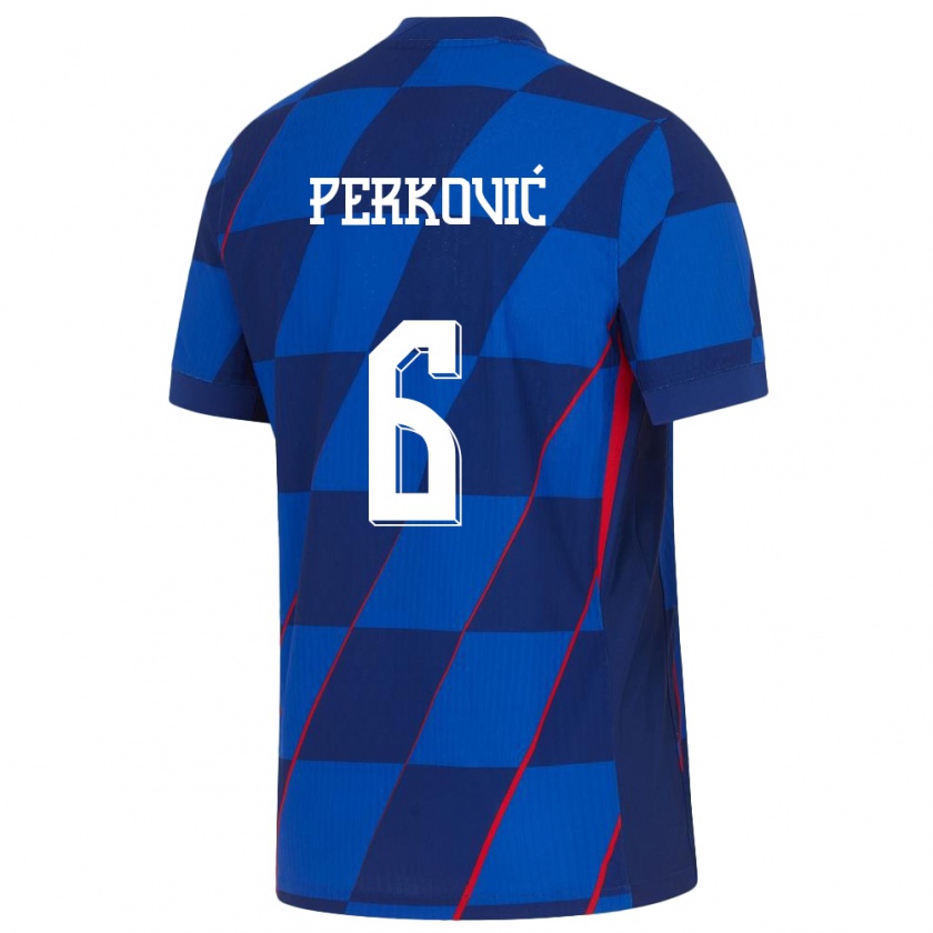 Kandiny Mujer Camiseta Croacia Mauro Perkovic #6 Azul 2ª Equipación 24-26 La Camisa Chile