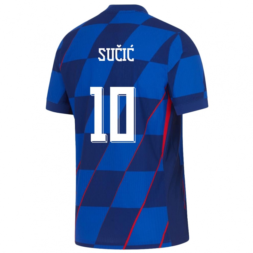Kandiny Mujer Camiseta Croacia Luka Sucic #10 Azul 2ª Equipación 24-26 La Camisa Chile