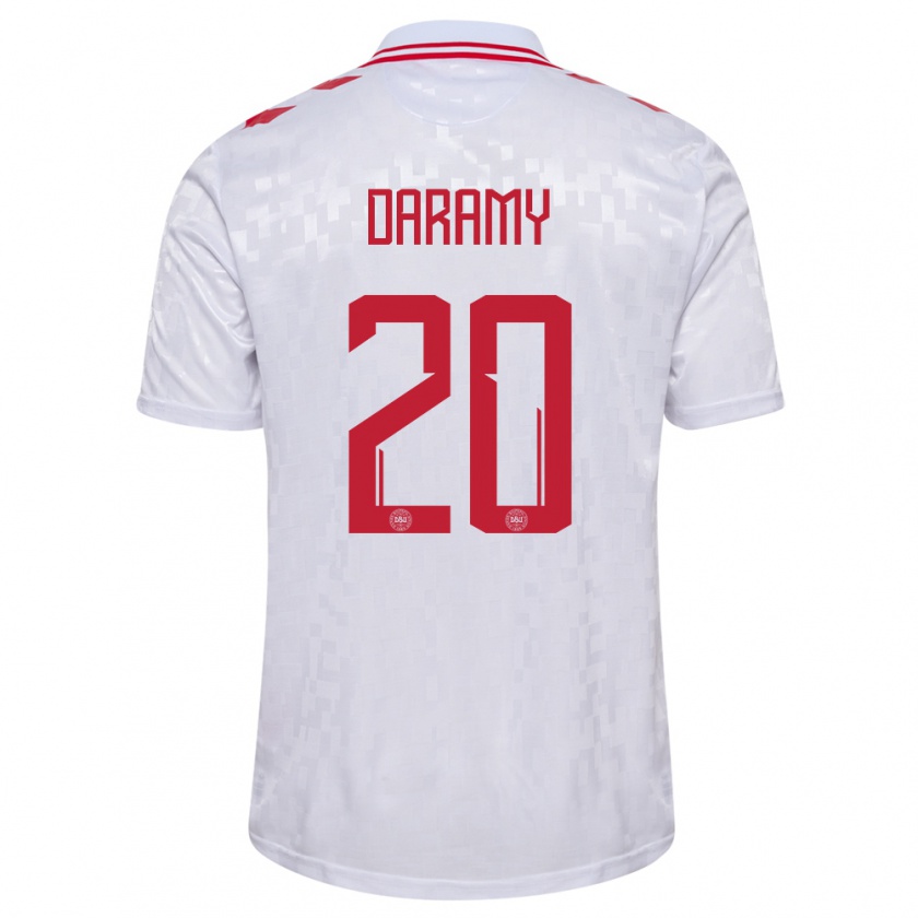 Kandiny Mujer Camiseta Dinamarca Mohamed Daramy #20 Blanco 2ª Equipación 24-26 La Camisa Chile