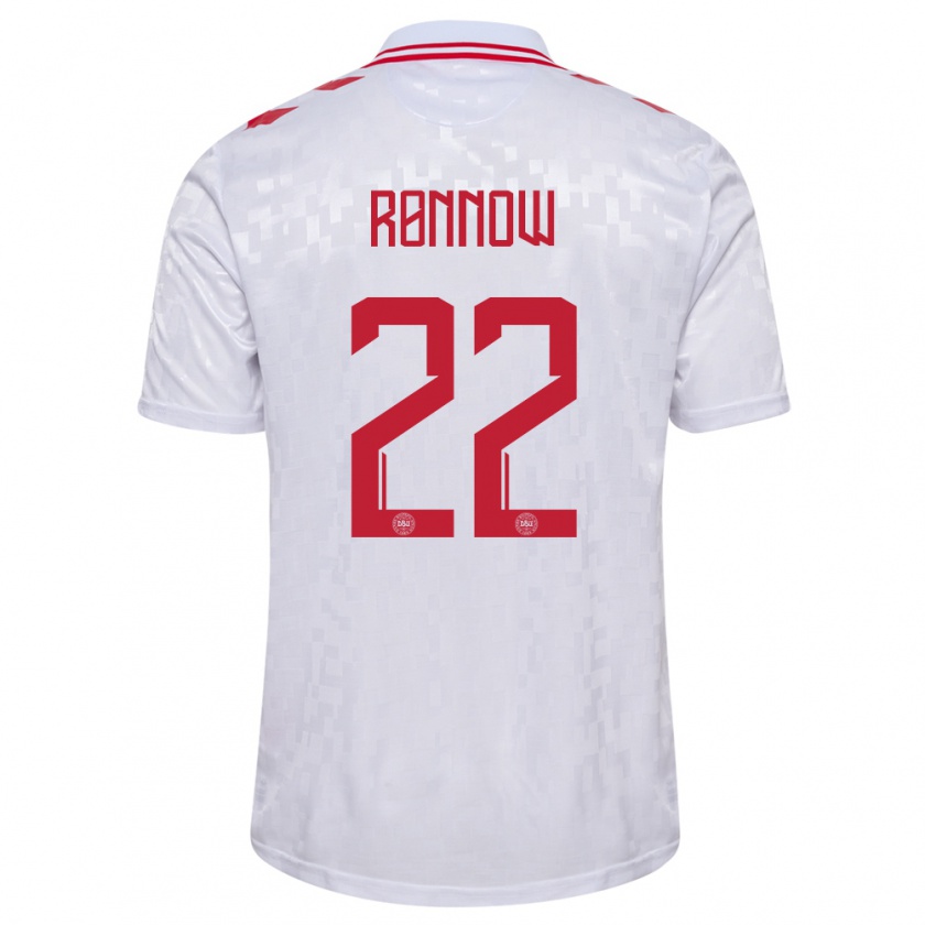 Kandiny Mujer Camiseta Dinamarca Frederik Rønnow #22 Blanco 2ª Equipación 24-26 La Camisa Chile