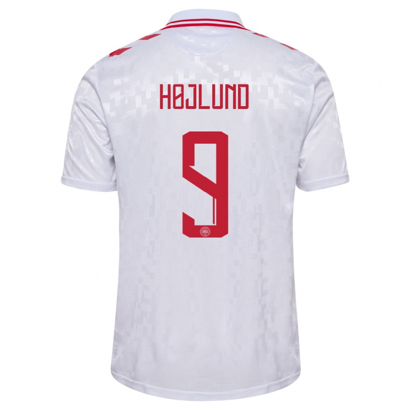 Kandiny Mujer Camiseta Dinamarca Emil Højlund #9 Blanco 2ª Equipación 24-26 La Camisa Chile