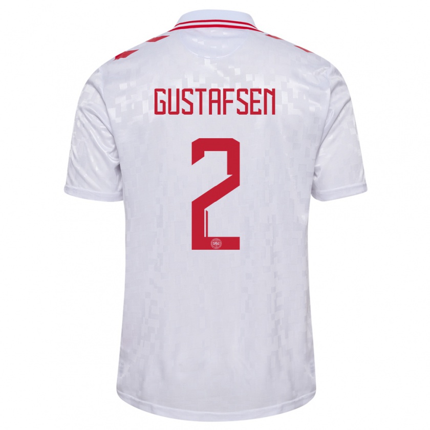 Kandiny Mujer Camiseta Dinamarca Victor Gustafsen #2 Blanco 2ª Equipación 24-26 La Camisa Chile