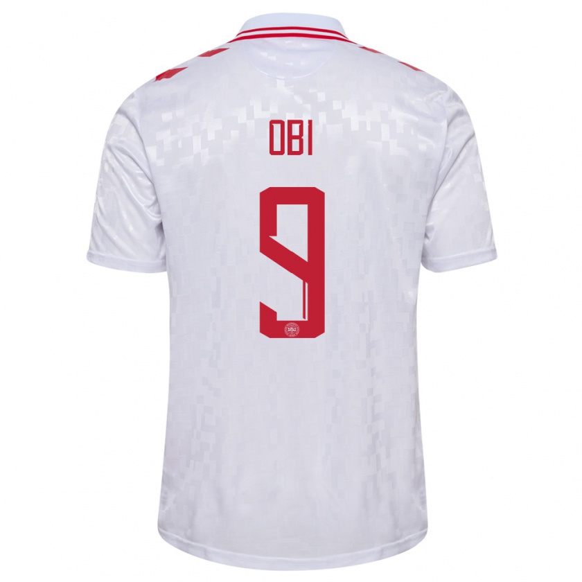 Kandiny Mujer Camiseta Dinamarca Chido Obi #9 Blanco 2ª Equipación 24-26 La Camisa Chile