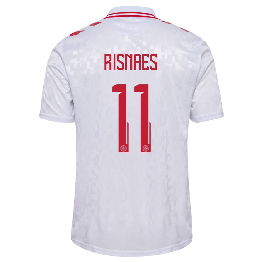Kandiny Mujer Camiseta Dinamarca Roberto Risnaes #11 Blanco 2ª Equipación 24-26 La Camisa Chile