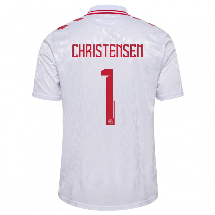 Kandiny Mujer Camiseta Dinamarca Lene Christensen #1 Blanco 2ª Equipación 24-26 La Camisa Chile