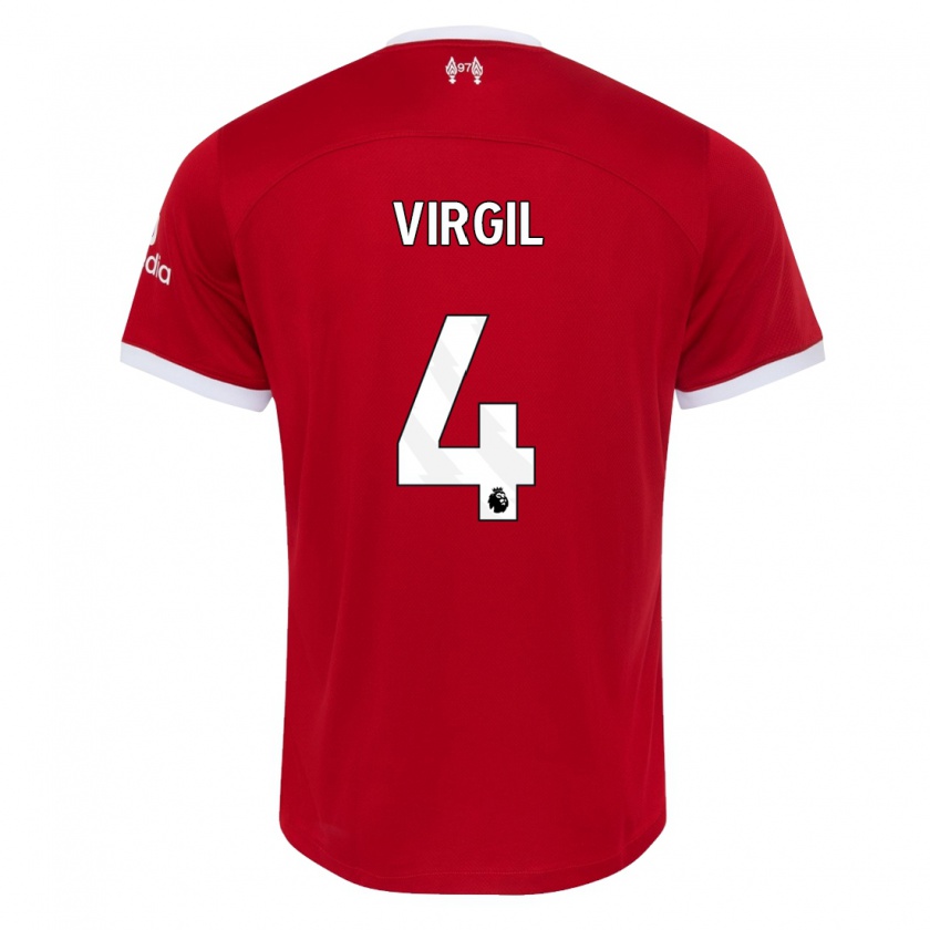 Kandiny Niño Camiseta Virgil Van Dijk #4 Rojo 1ª Equipación 2023/24 La Camisa Chile
