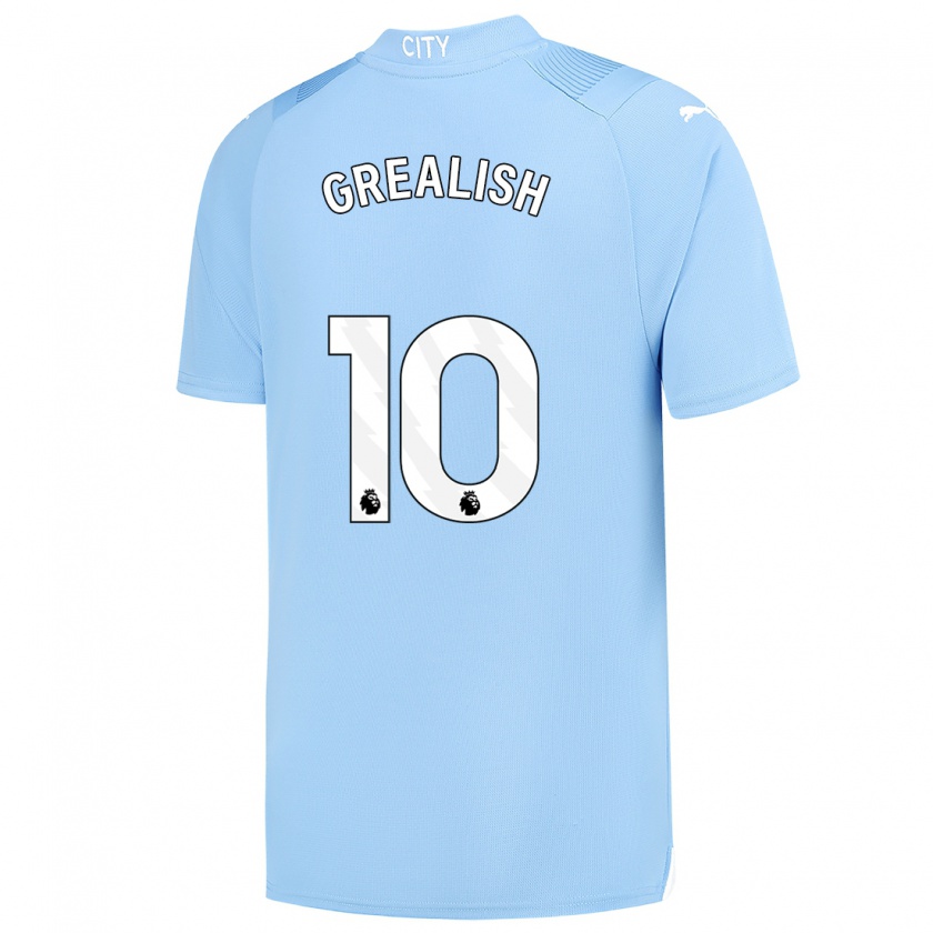 Kandiny Niño Camiseta Jack Grealish #10 Azul Claro 1ª Equipación 2023/24 La Camisa Chile