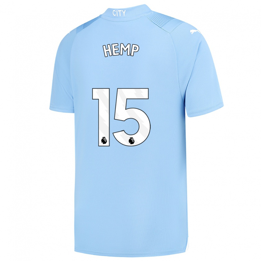 Kandiny Niño Camiseta Lauren Hemp #15 Azul Claro 1ª Equipación 2023/24 La Camisa Chile