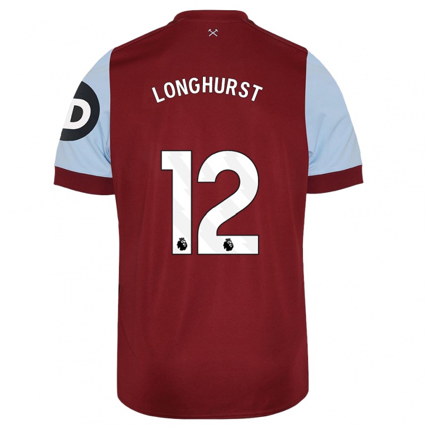 Kandiny Niño Camiseta Kate Longhurst #12 Granate 1ª Equipación 2023/24 La Camisa Chile