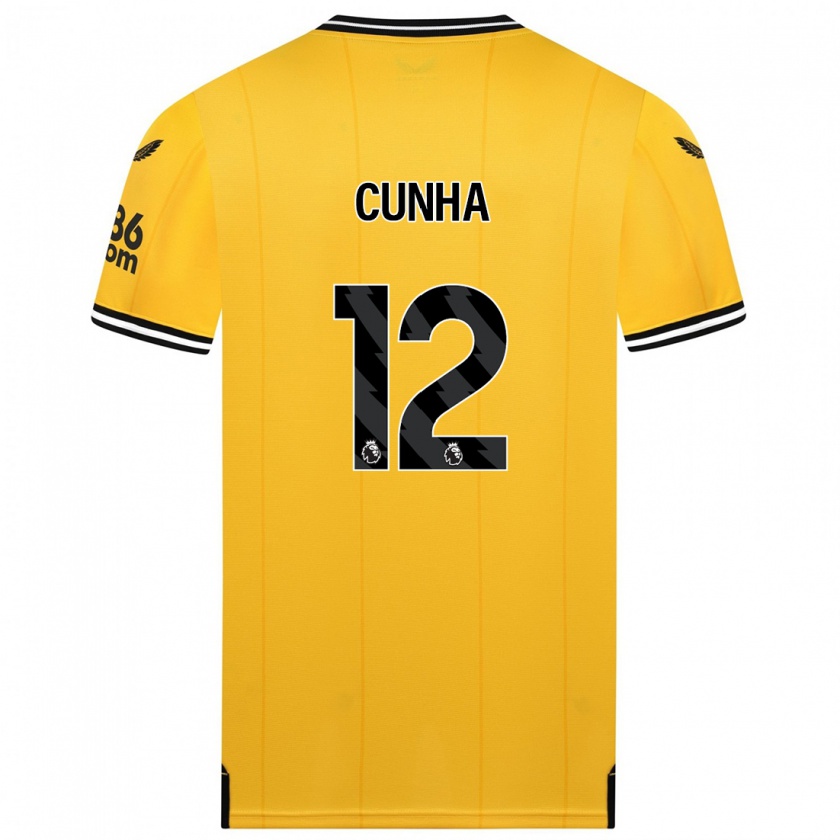 Kandiny Niño Camiseta Matheus Cunha #12 Amarillo 1ª Equipación 2023/24 La Camisa Chile