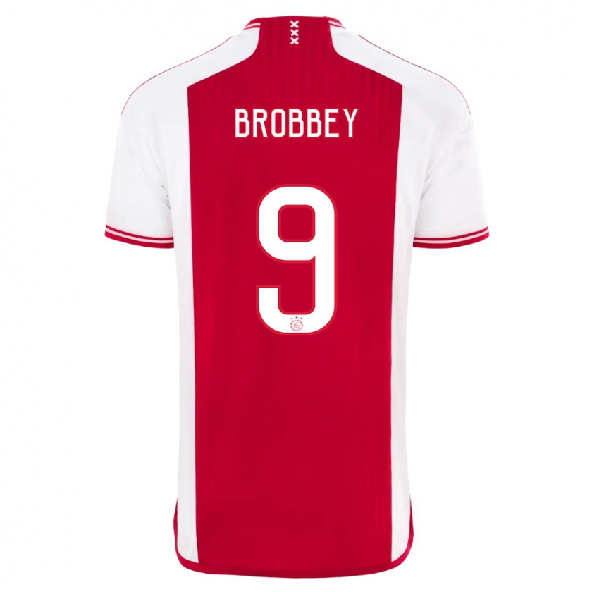 Kandiny Niño Camiseta Brian Brobbey #9 Rojo Blanco 1ª Equipación 2023/24 La Camisa Chile