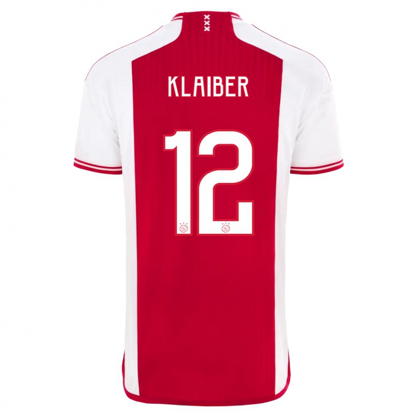 Kandiny Niño Camiseta Sean Klaiber #12 Rojo Blanco 1ª Equipación 2023/24 La Camisa Chile