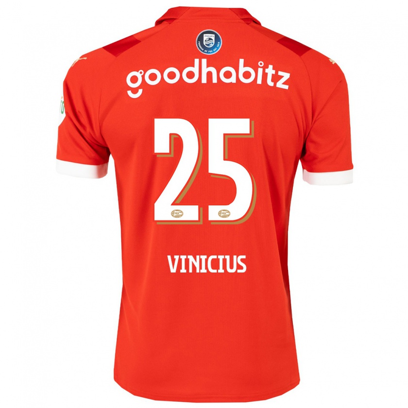 Kandiny Niño Camiseta Carlos Vinicius #25 Rojo 1ª Equipación 2023/24 La Camisa Chile