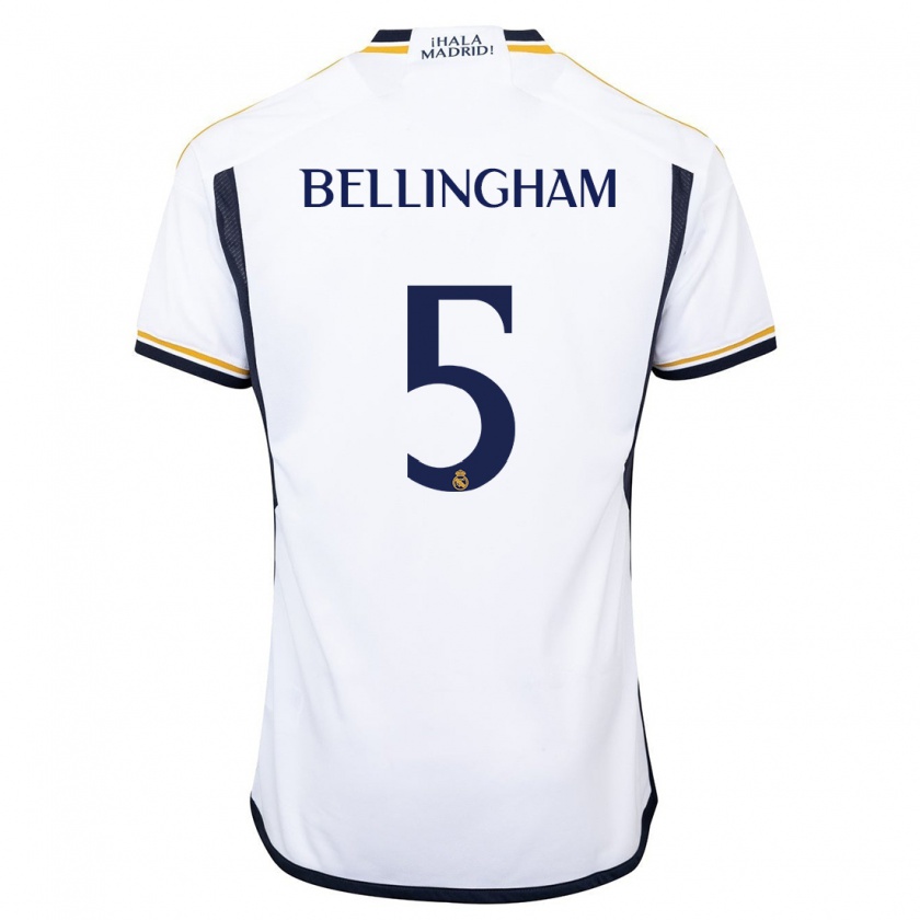 Kandiny Niño Camiseta Jude Bellingham #5 Blanco 1ª Equipación 2023/24 La Camisa Chile