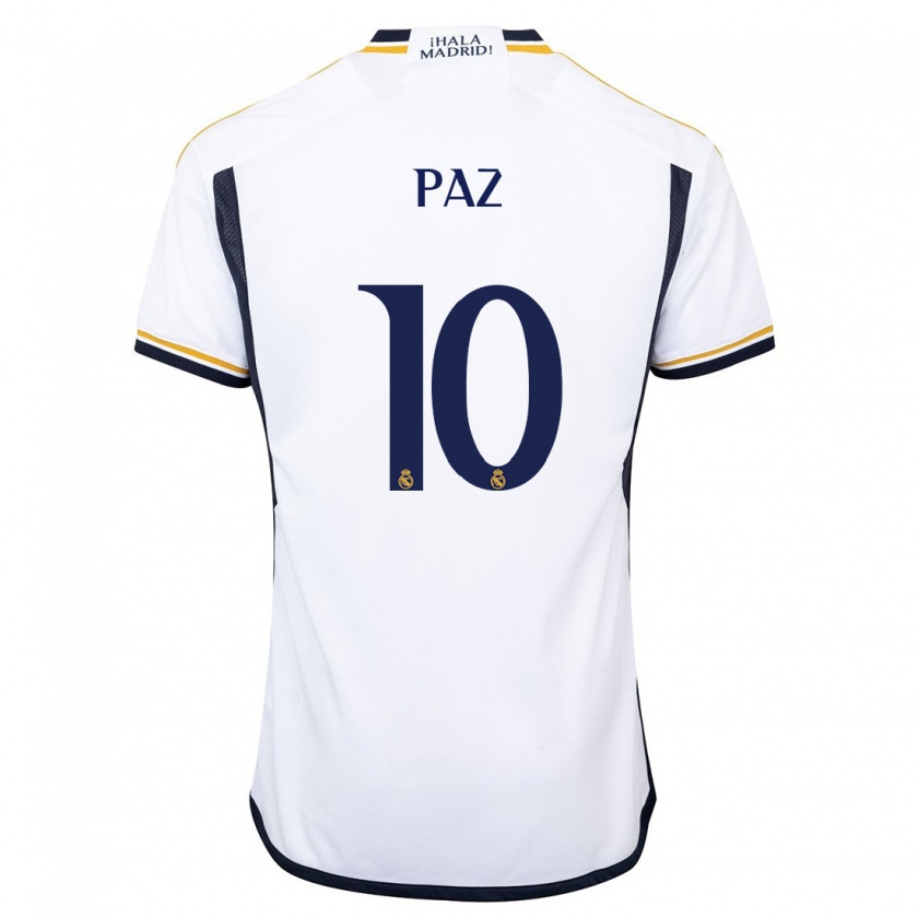 Kandiny Niño Camiseta Nico Paz #10 Blanco 1ª Equipación 2023/24 La Camisa Chile