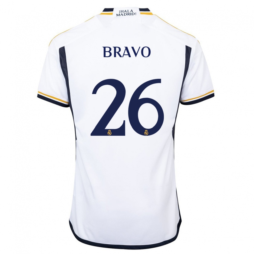 Kandiny Niño Camiseta Iker Bravo #26 Blanco 1ª Equipación 2023/24 La Camisa Chile
