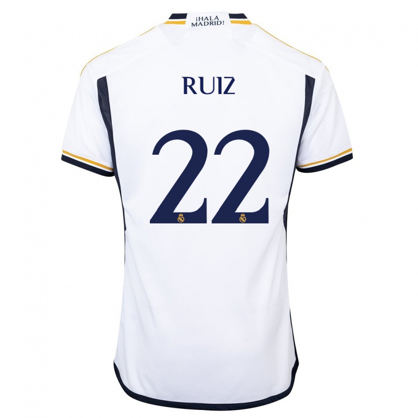 Kandiny Niño Camiseta Ferran Ruiz #22 Blanco 1ª Equipación 2023/24 La Camisa Chile