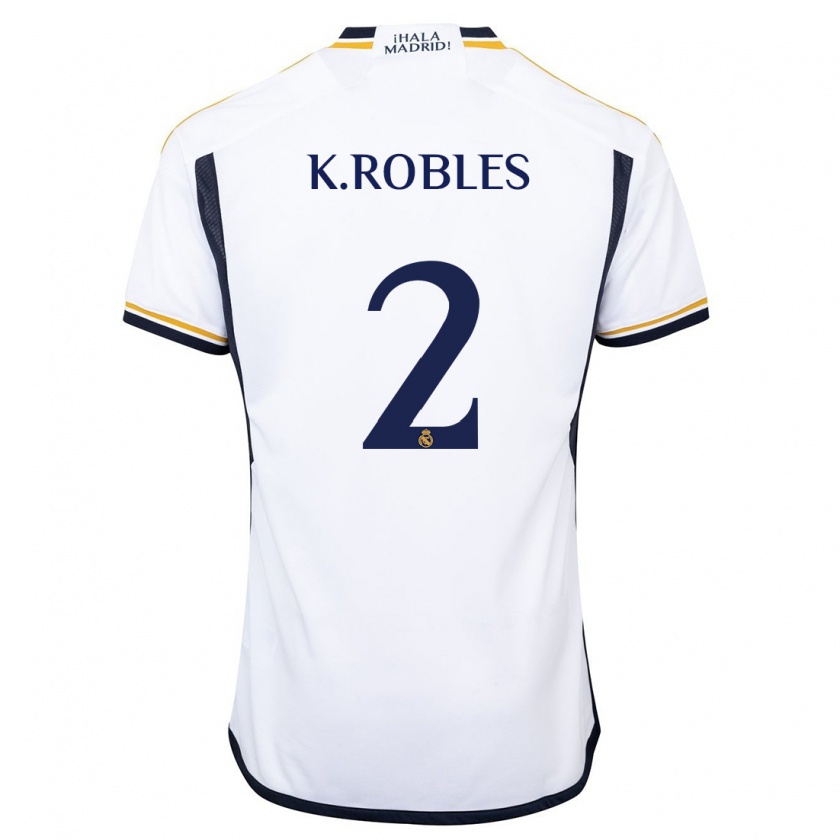 Kandiny Niño Camiseta Kenti Robles #2 Blanco 1ª Equipación 2023/24 La Camisa Chile