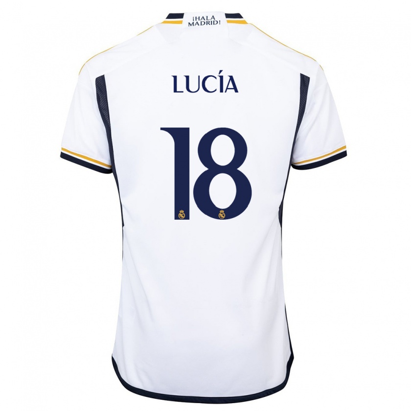 Kandiny Niño Camiseta Lucia Rodriguez #18 Blanco 1ª Equipación 2023/24 La Camisa Chile