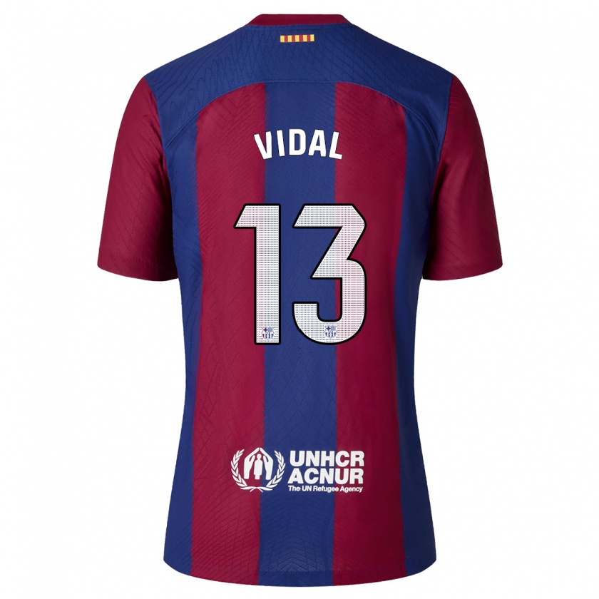 Kandiny Niño Camiseta Marc Vidal #13 Rojo Azul 1ª Equipación 2023/24 La Camisa Chile