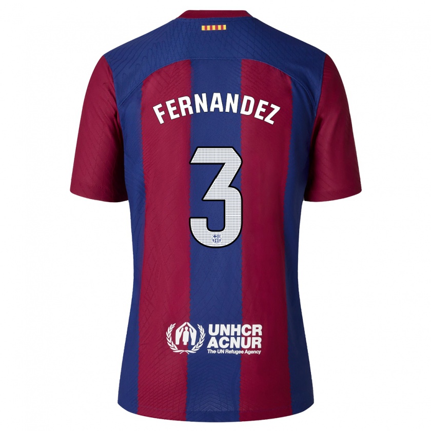 Kandiny Niño Camiseta Jana Fernandez #3 Rojo Azul 1ª Equipación 2023/24 La Camisa Chile