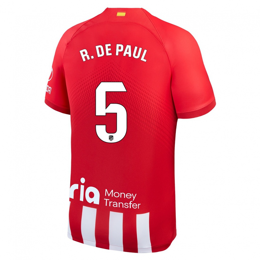 Kandiny Niño Camiseta Rodrigo De Paul #5 Rojo Blanco 1ª Equipación 2023/24 La Camisa Chile