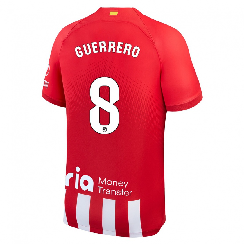 Kandiny Niño Camiseta Irene Guerrero #8 Rojo Blanco 1ª Equipación 2023/24 La Camisa Chile