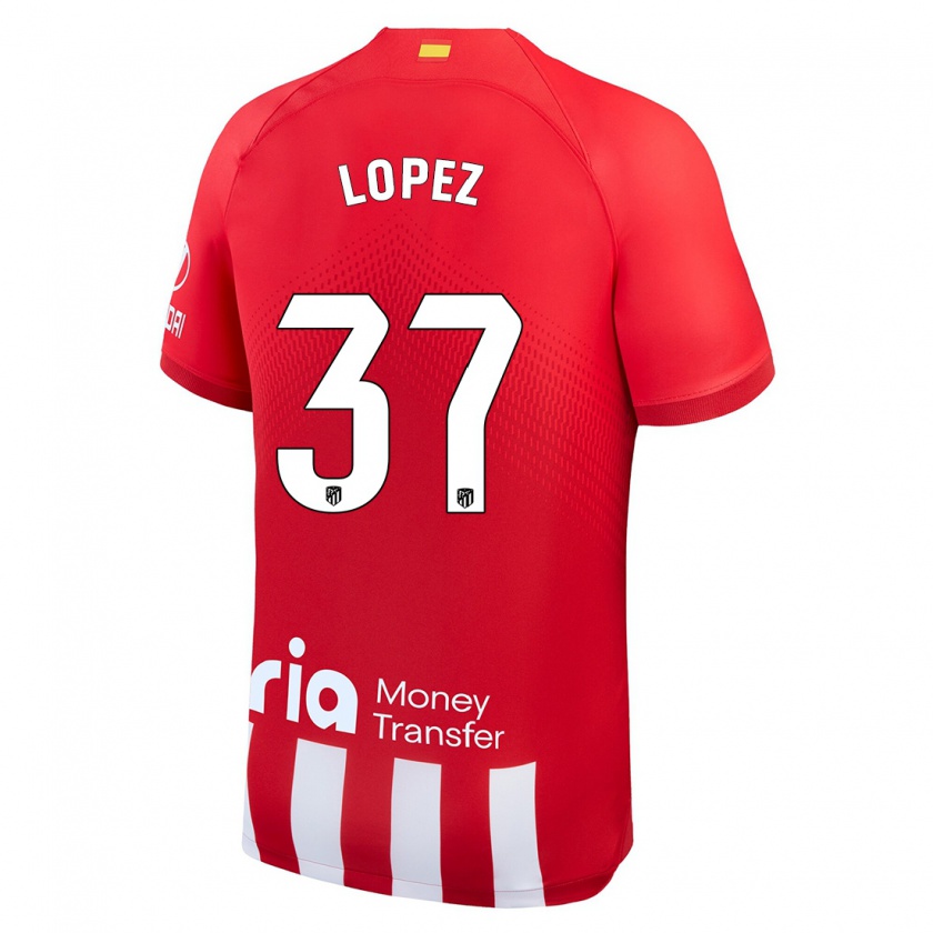 Kandiny Niño Camiseta Alex Lopez #37 Rojo Blanco 1ª Equipación 2023/24 La Camisa Chile