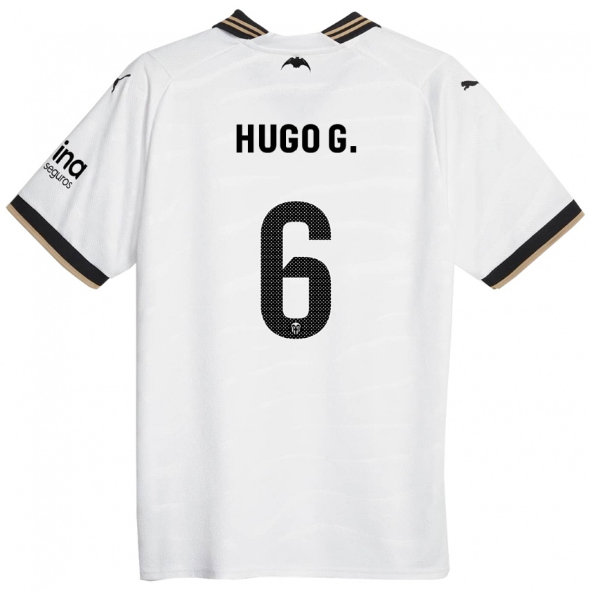 Kandiny Niño Camiseta Hugo Guillamón #6 Blanco 1ª Equipación 2023/24 La Camisa Chile