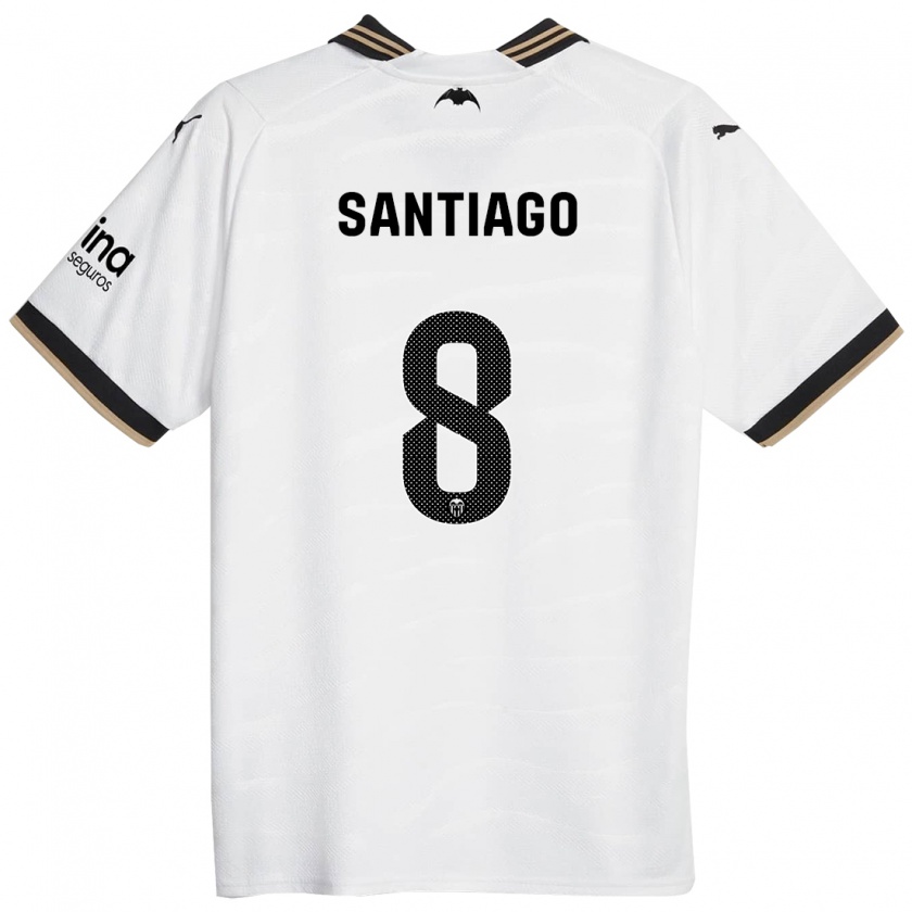 Kandiny Niño Camiseta Yellu Santiago #8 Blanco 1ª Equipación 2023/24 La Camisa Chile