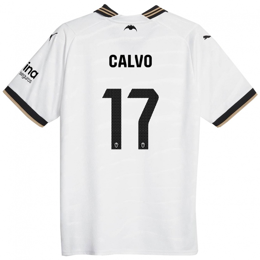 Kandiny Niño Camiseta Borja Calvo #17 Blanco 1ª Equipación 2023/24 La Camisa Chile