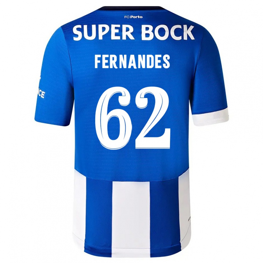 Kandiny Niño Camiseta Rodrigo Fernandes #62 Azul Blanco 1ª Equipación 2023/24 La Camisa Chile