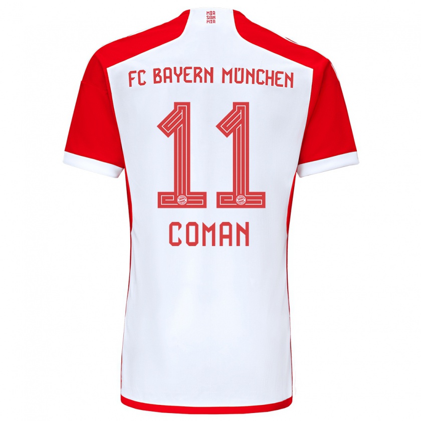 Kandiny Niño Camiseta Kingsley Coman #11 Rojo Blanco 1ª Equipación 2023/24 La Camisa Chile