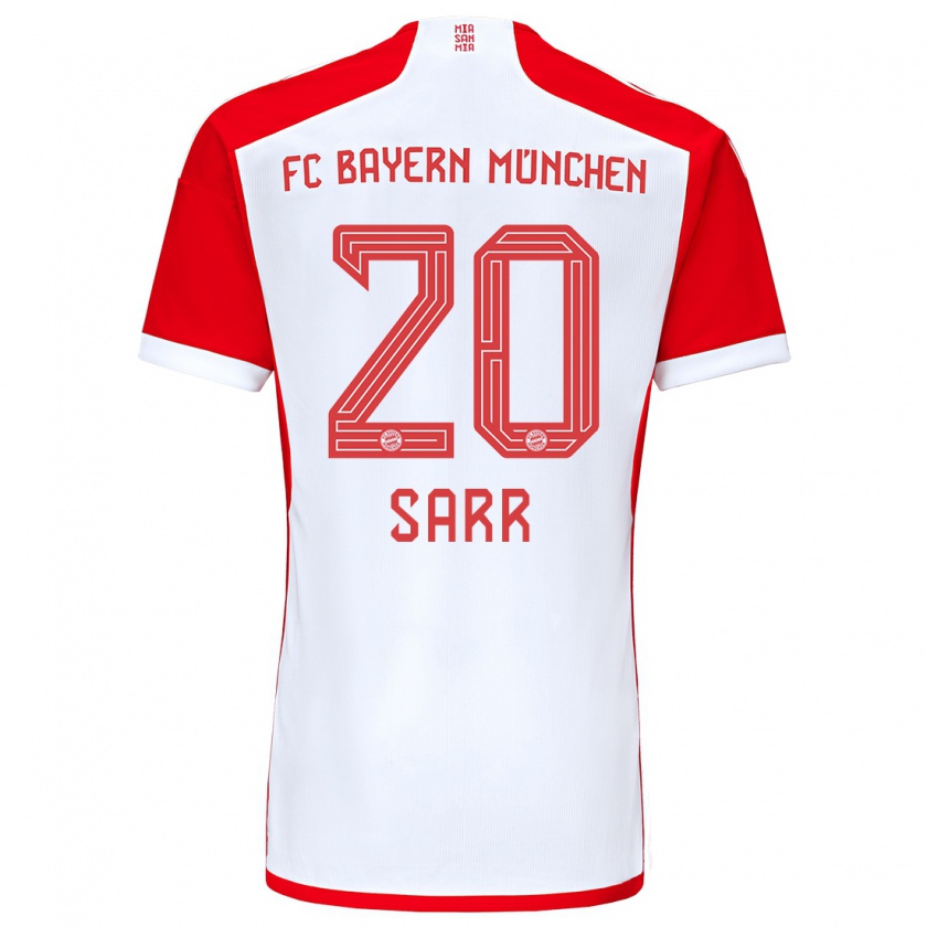 Kandiny Niño Camiseta Bouna Sarr #20 Rojo Blanco 1ª Equipación 2023/24 La Camisa Chile