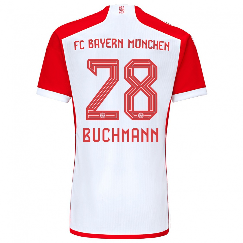 Kandiny Niño Camiseta Tarek Buchmann #28 Rojo Blanco 1ª Equipación 2023/24 La Camisa Chile