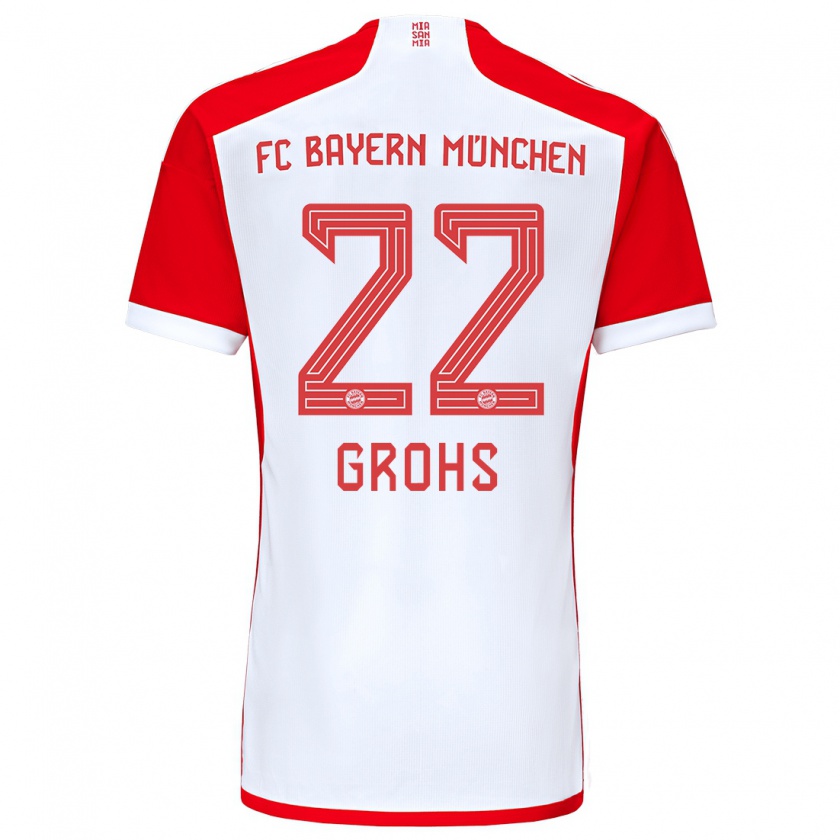 Kandiny Niño Camiseta Maria Luisa Grohs #22 Rojo Blanco 1ª Equipación 2023/24 La Camisa Chile