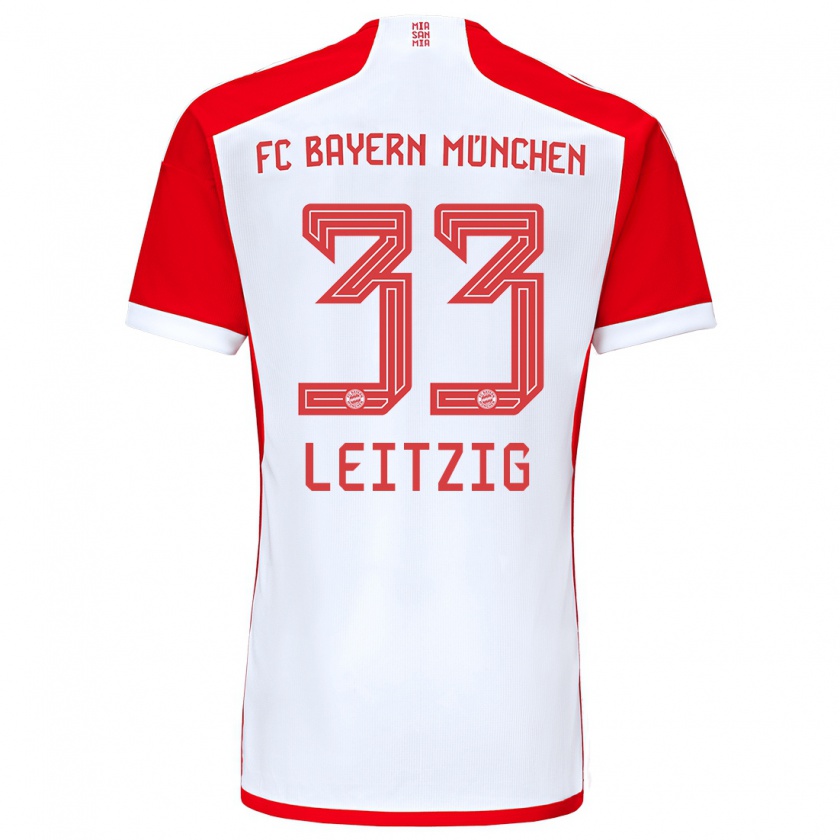 Kandiny Niño Camiseta Janina Leitzig #33 Rojo Blanco 1ª Equipación 2023/24 La Camisa Chile
