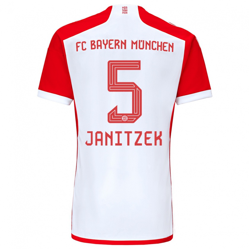 Kandiny Niño Camiseta Justin Janitzek #5 Rojo Blanco 1ª Equipación 2023/24 La Camisa Chile
