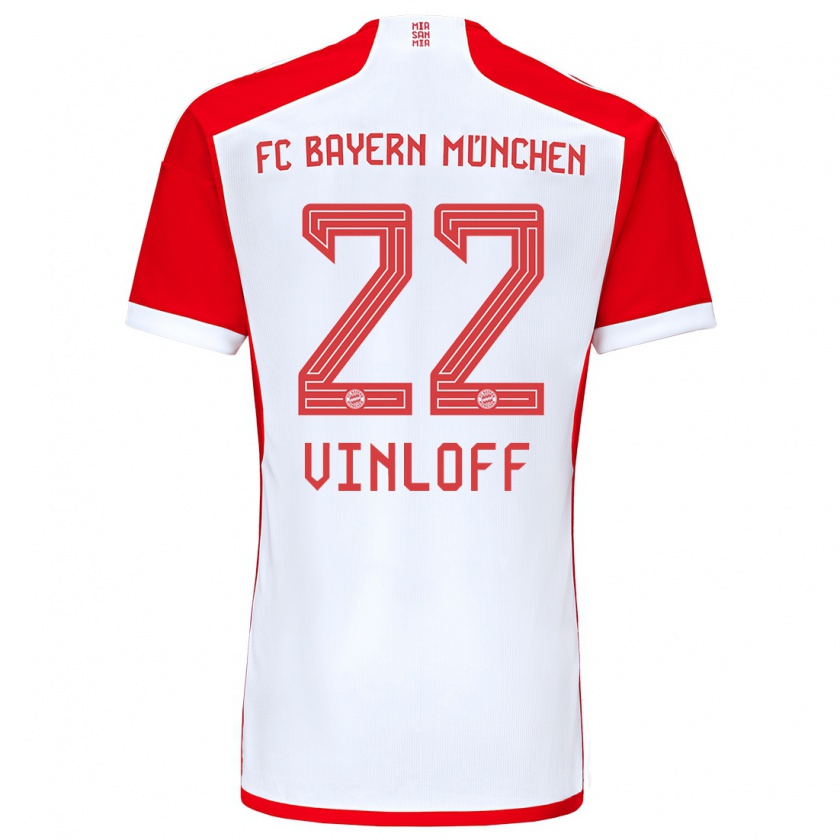 Kandiny Niño Camiseta Matteo Vinloff #22 Rojo Blanco 1ª Equipación 2023/24 La Camisa Chile