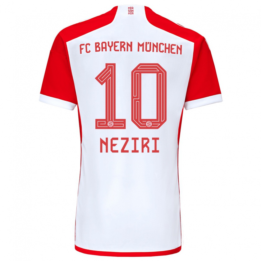 Kandiny Niño Camiseta Behar Neziri #10 Rojo Blanco 1ª Equipación 2023/24 La Camisa Chile