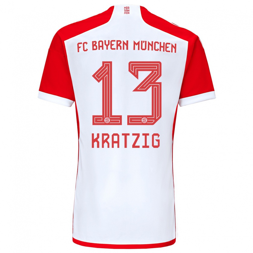 Kandiny Niño Camiseta Frans Kratzig #13 Rojo Blanco 1ª Equipación 2023/24 La Camisa Chile