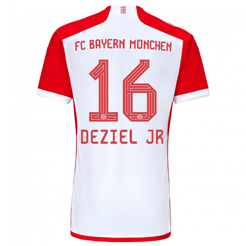 Kandiny Niño Camiseta Robert Deziel Jr #16 Rojo Blanco 1ª Equipación 2023/24 La Camisa Chile