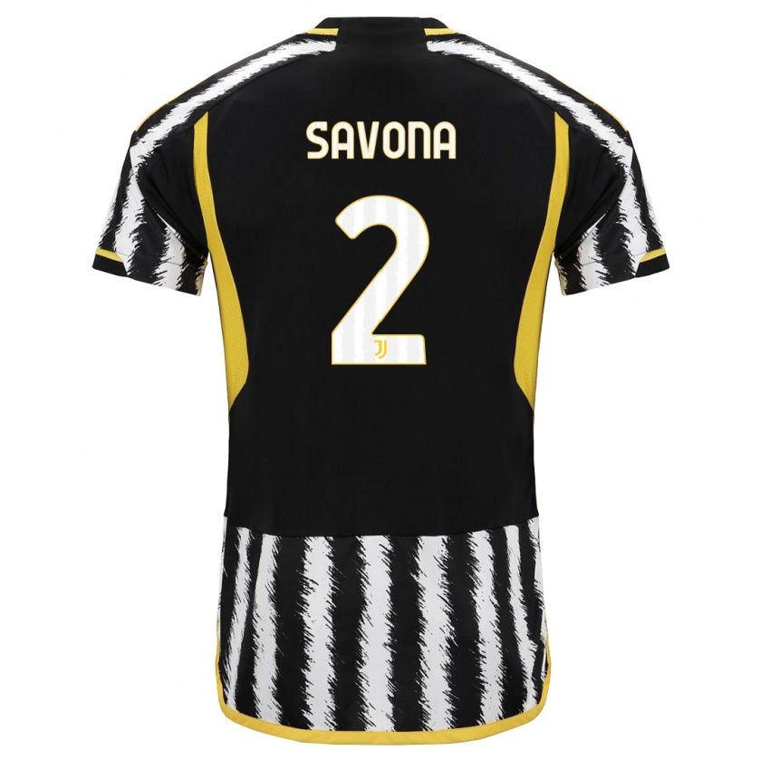 Kandiny Niño Camiseta Nicolò Savona #2 Blanco Negro 1ª Equipación 2023/24 La Camisa Chile