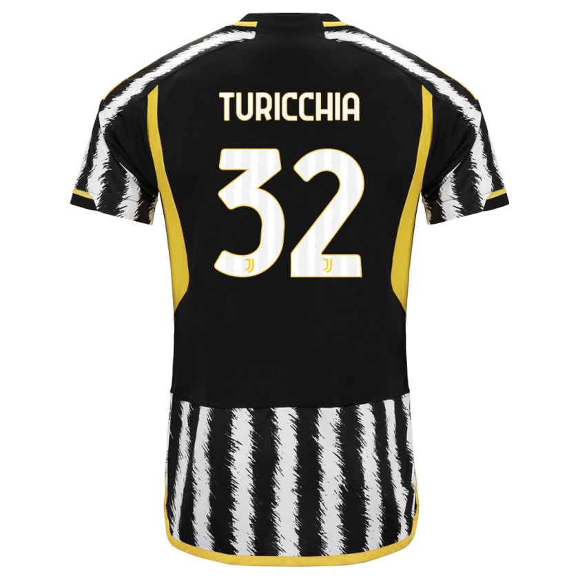 Kandiny Niño Camiseta Riccardo Turicchia #32 Blanco Negro 1ª Equipación 2023/24 La Camisa Chile