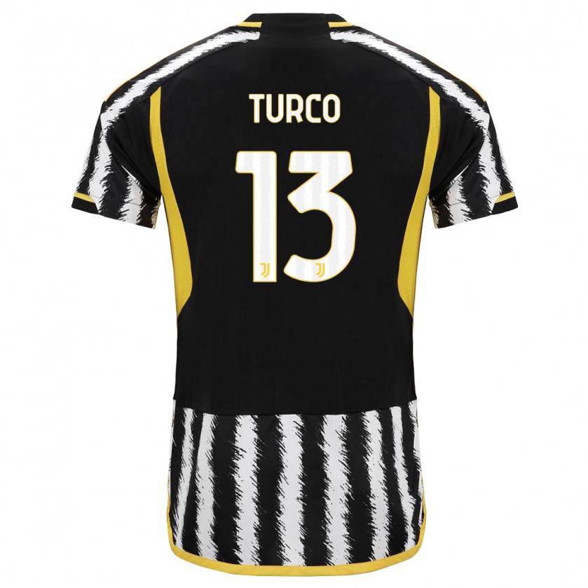 Kandiny Niño Camiseta Stefano Turco #13 Blanco Negro 1ª Equipación 2023/24 La Camisa Chile